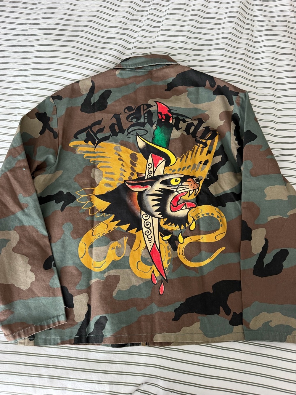 Ed Hardy Camo Panther Graphic Zip Jacket Size L